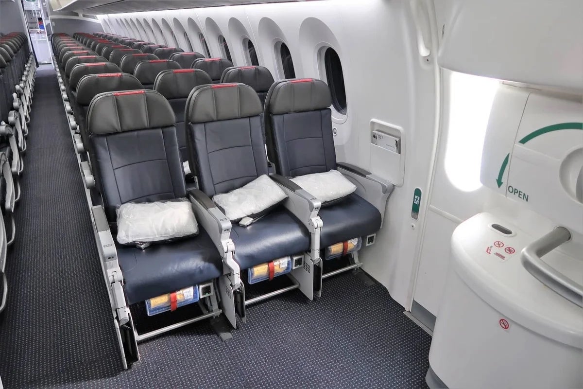 The old American airline economy class