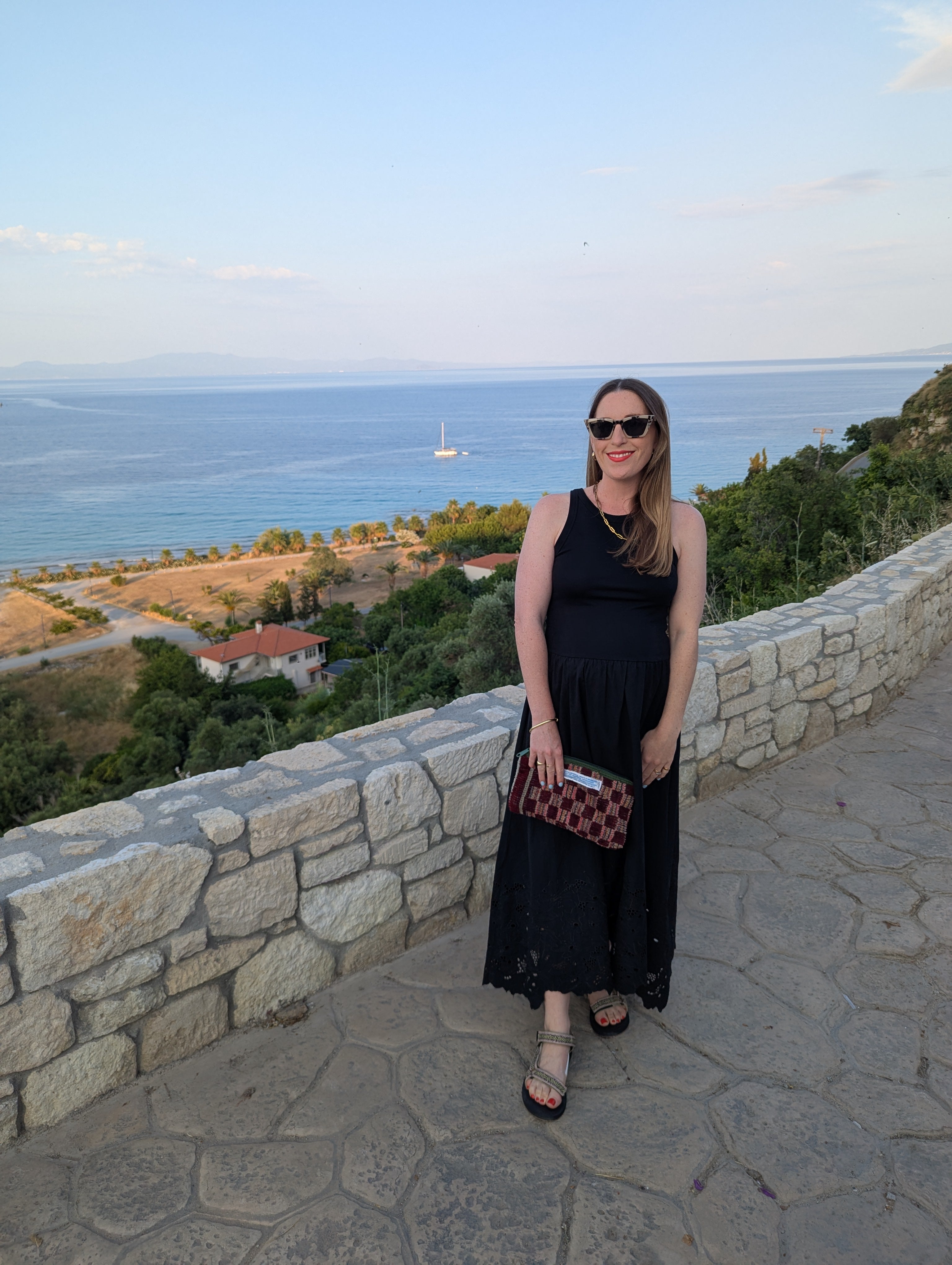 Writer, Emilee Tombs, enjoys the views from the town of Afytos in Halkidiki