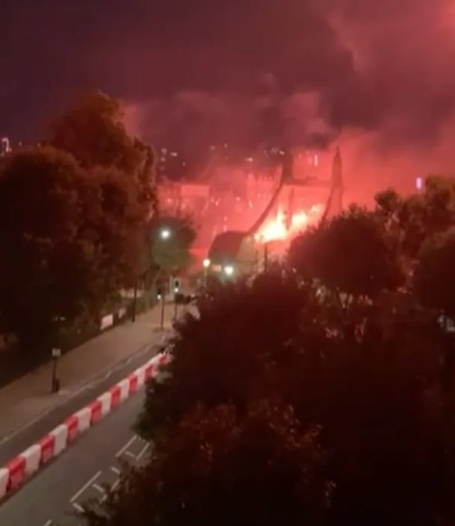 <p>Illegal firework display on Hammersmith Bridge sparks blaze at nearby school</p>