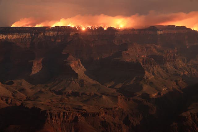 <p>Arizona’s Dragon Bravo fire has now spread to more than 126,000 acres and has been burning for a month following a lightning strike on the canyon’s North Rim on July 4.</p>