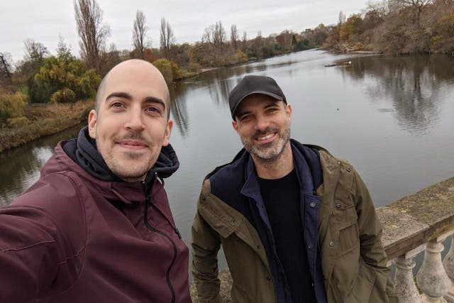 Dean Stokes with Simon Fasolo (Dean Stokes/PA)