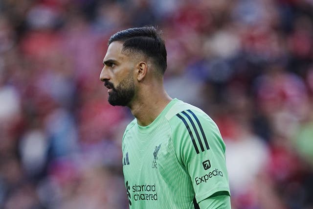 Liverpool’s Giorgi Mamardashvili may have to wait for his opportunity (Peter Byrne/PA)