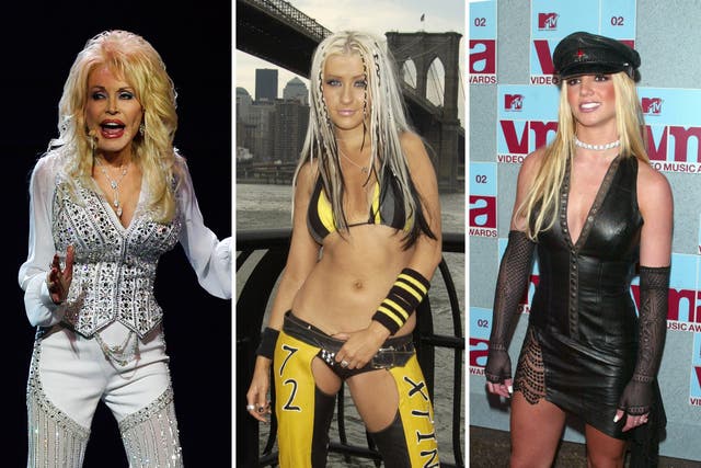 <p>Dress to impress: Dolly Parton, Christina Aguilera and Britney Spears</p>
