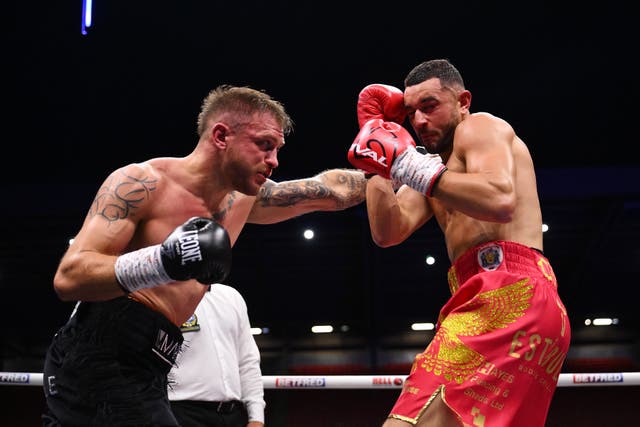 <p>Callum Simpson (right) and Ivan Zucco on a Boxxer show in June</p>