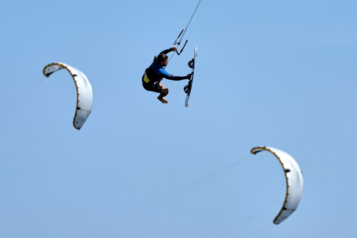 Wind riders: kiteboarders flock to Greek coast as August gales churn sea
