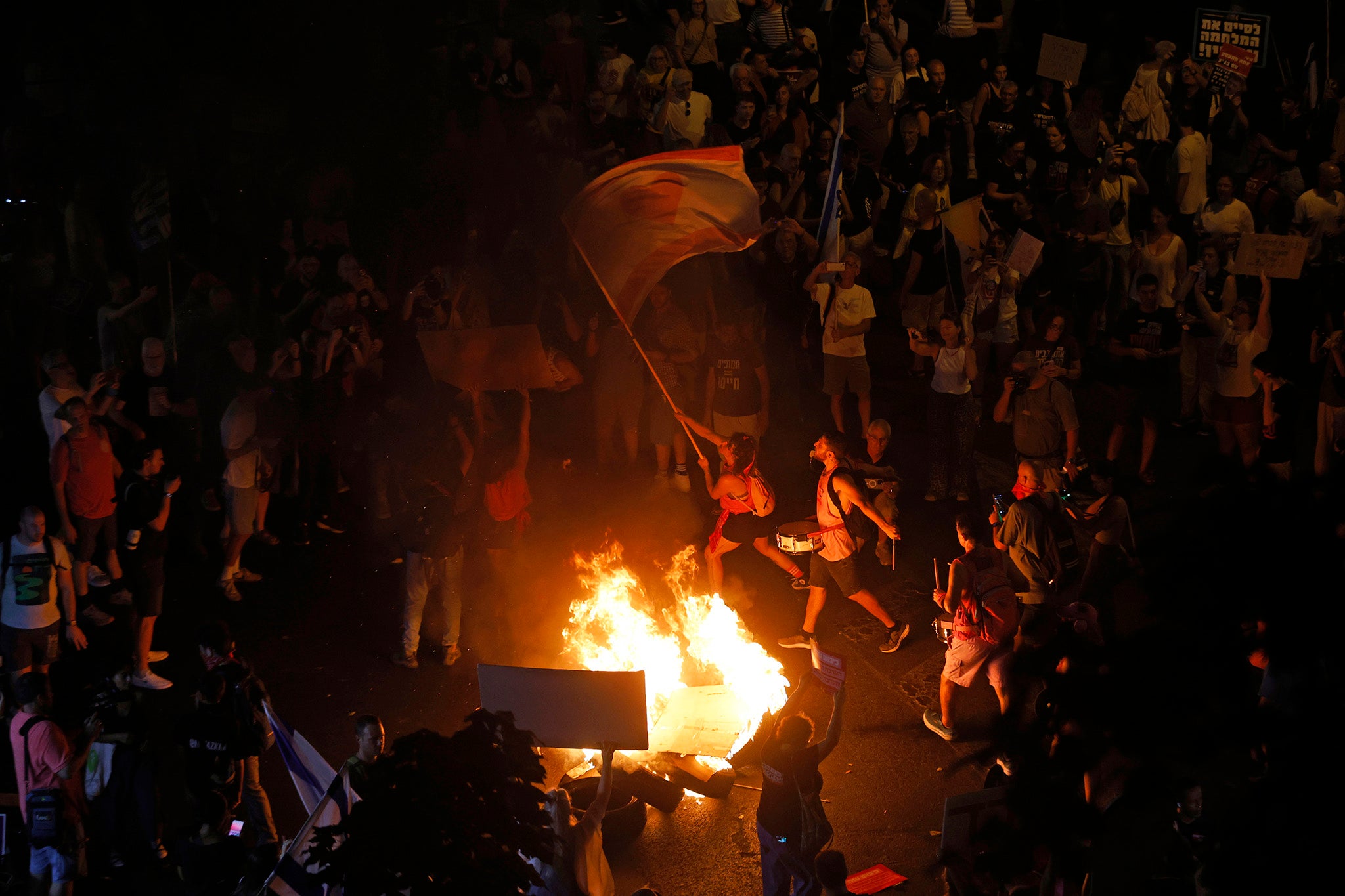 Protesters demonstrate against Netanyahu's plans to expand the occupation in Gaza earlier this month