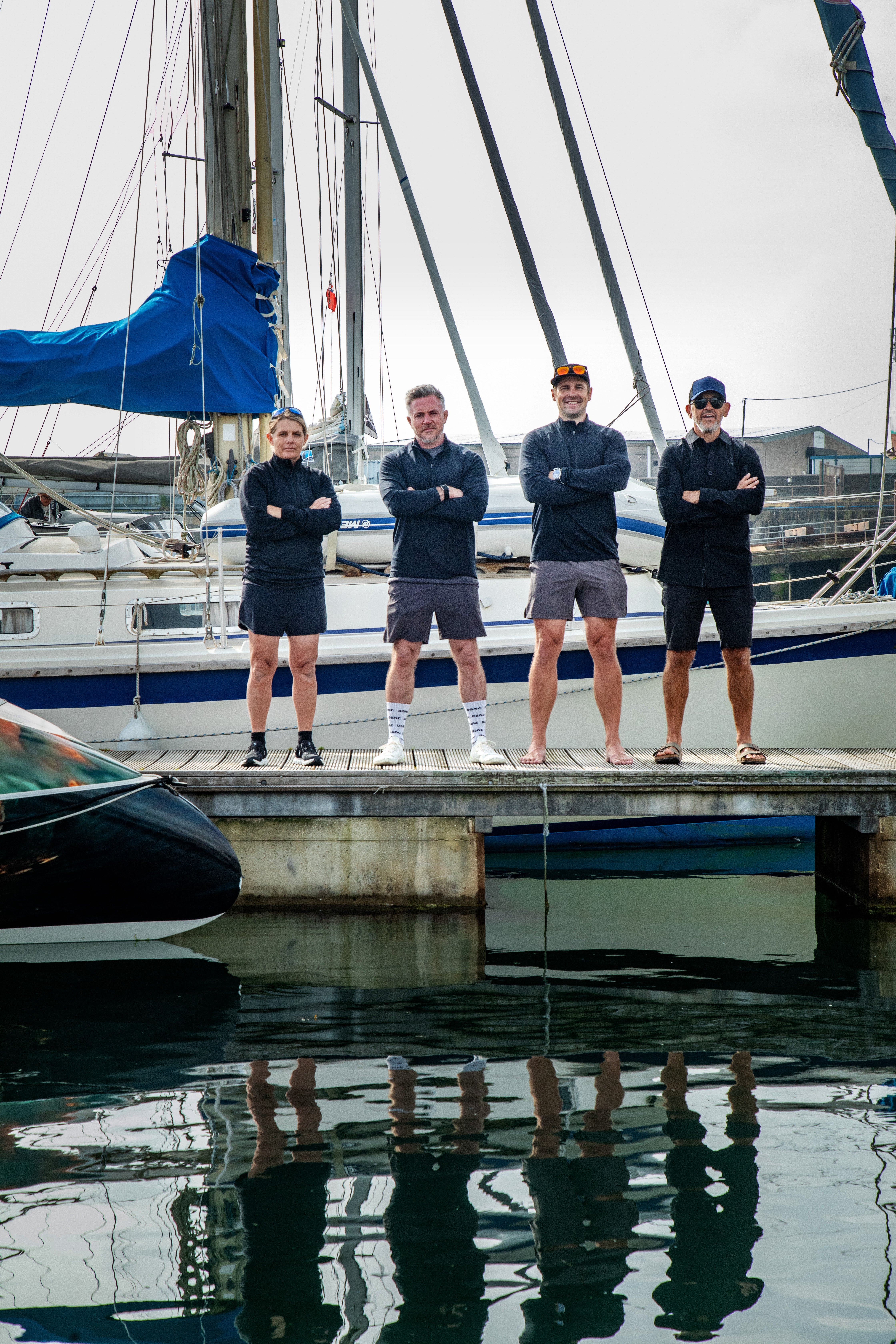 From left, Liz Wardley, Mike Bates, Aaron Kneebone and Matthew Parker, before they left Cornwall for Scotland on their charity voyage (Mike Newman/ROW4MND)