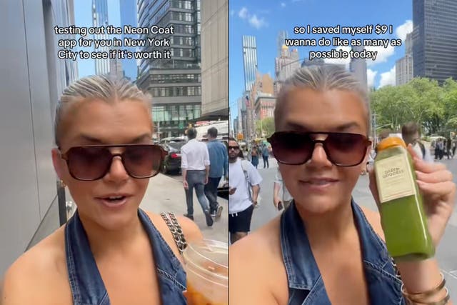 <p>Content creator Lauren Karwoski posted a viral TikTok in May, sharing what she received using the Neon Coat app</p>