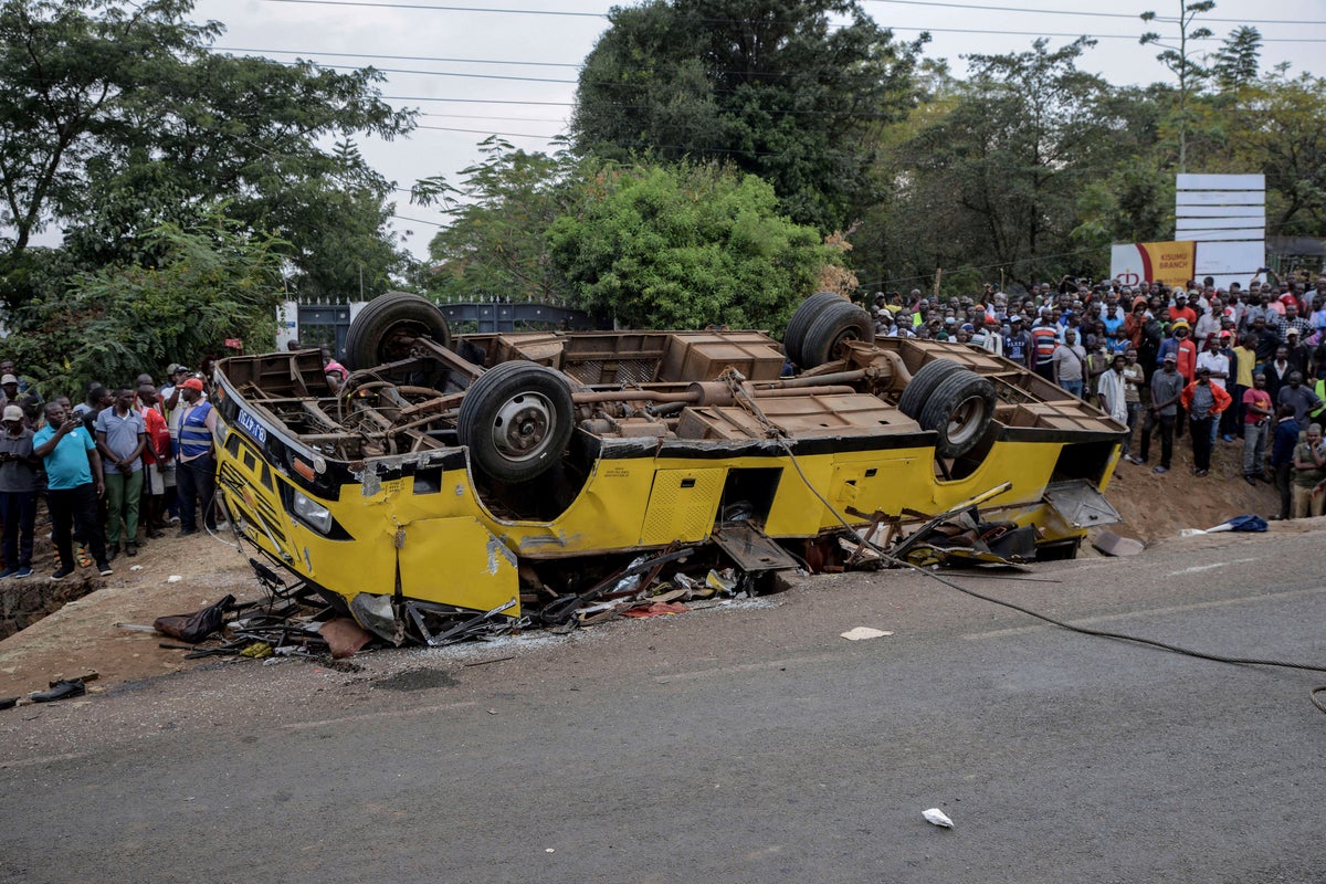 A bus carrying mourners from a funeral overturns in Kenya, killing 21 people