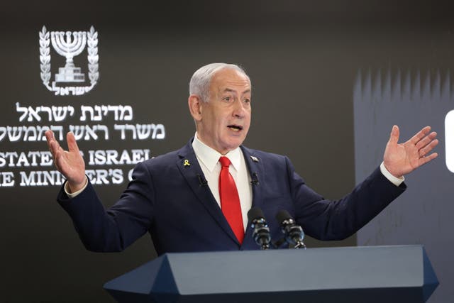 <p>Israeli prime minister Benjamin Netanyahu’s press conference in Jerusalem</p>