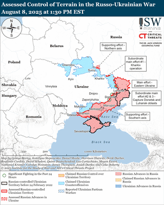 A map from ISW shows where Russian forces are currently occupying Ukraine and the most active frontlines