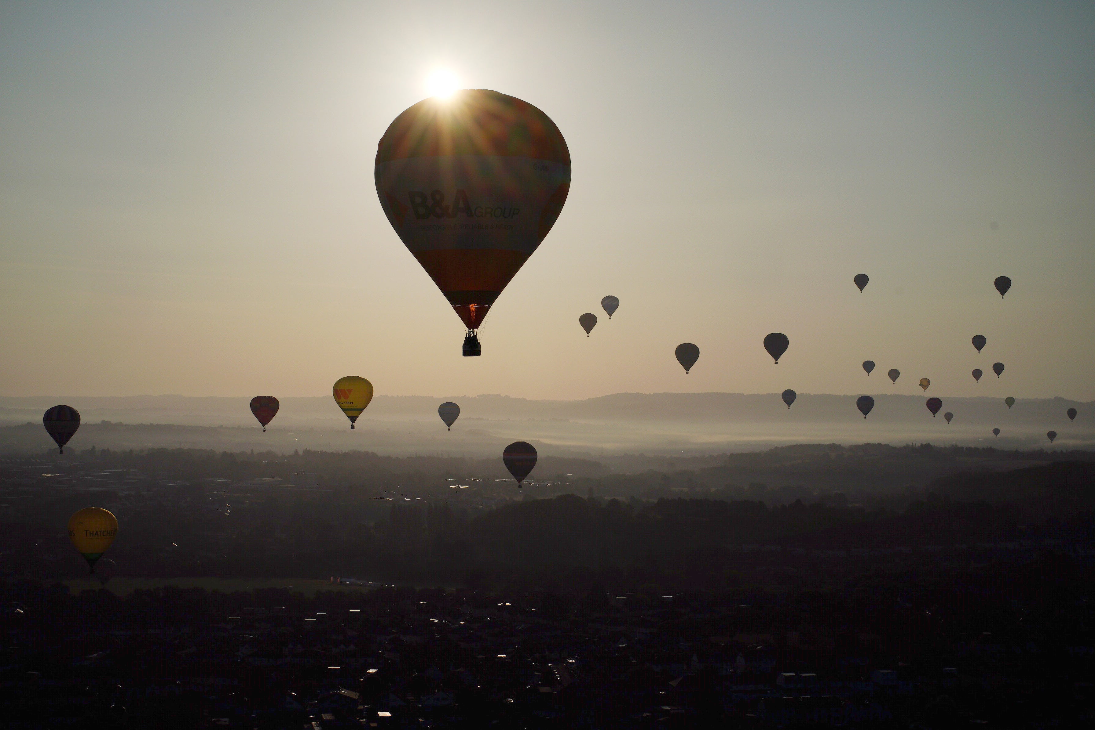 <p>Hot air balloons during the 47th Bristol International Balloon Fiesta</p>