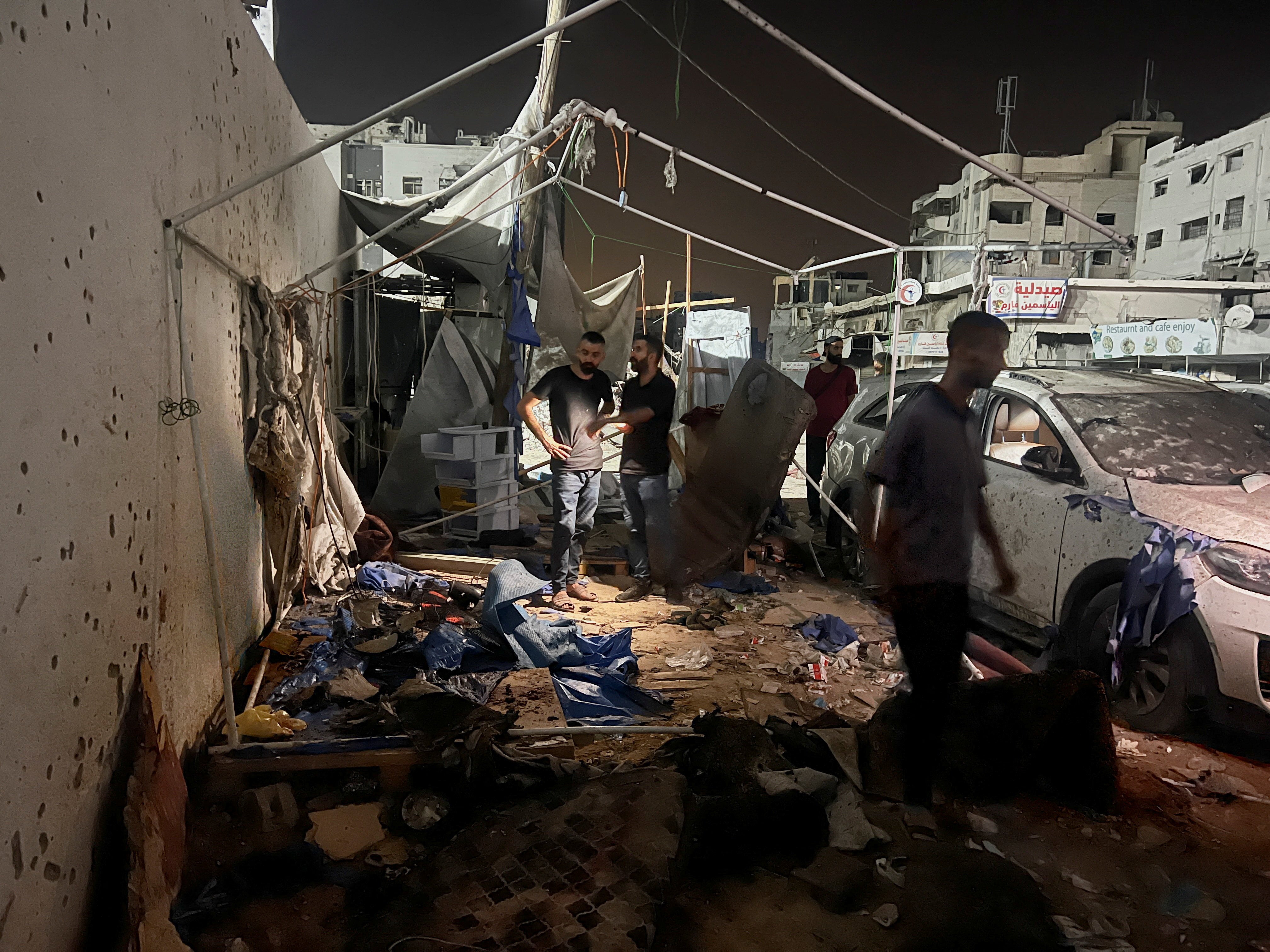 Remains of a tent in the Shifa hospital complex where Al-Sharif and his colleagues were killed