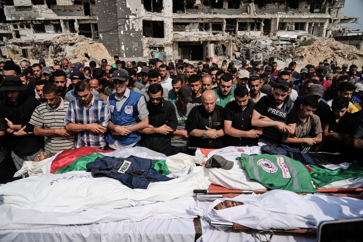 Gaza latest:  Netanyahu orders military to speed up occupation plan as funeral held for five journalists killed