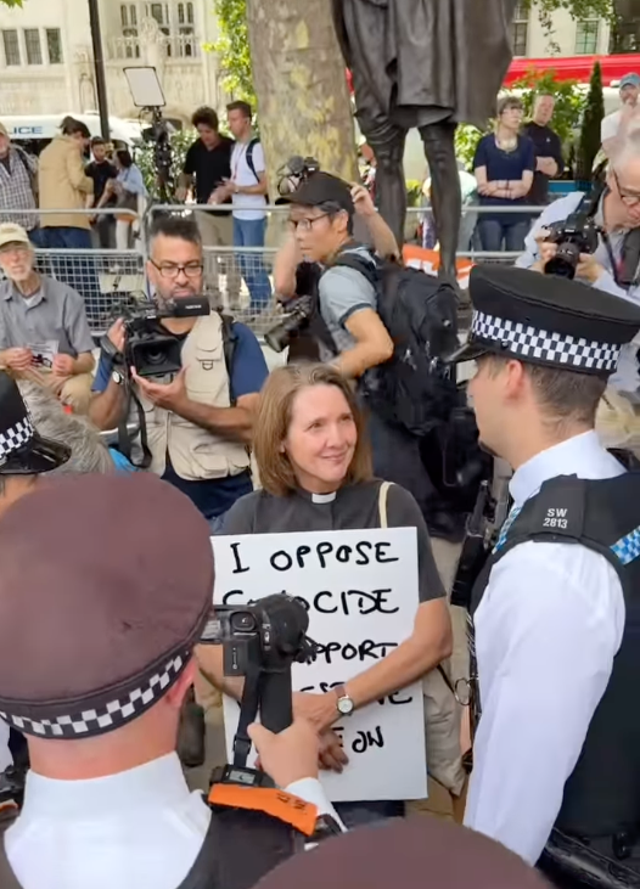 <p>Dr Sally Mann was arrested as part of Palestine Action protests on Saturday</p>