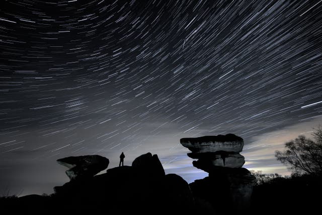 Meteor shower above Brimham Rocks, North Yorkshire (Danny Lawson/PA)