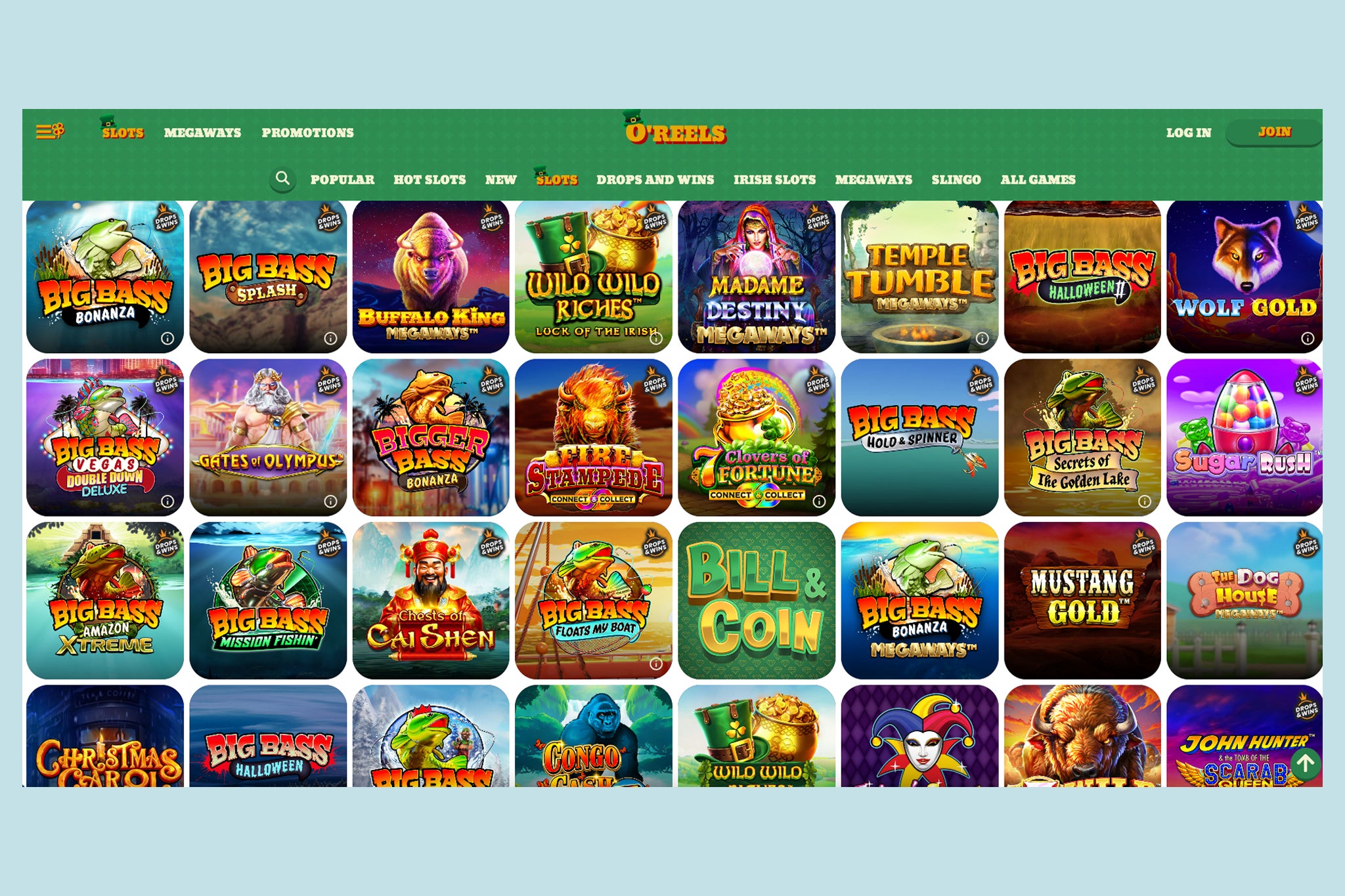 O’Reels has plenty of outstanding slot games to use