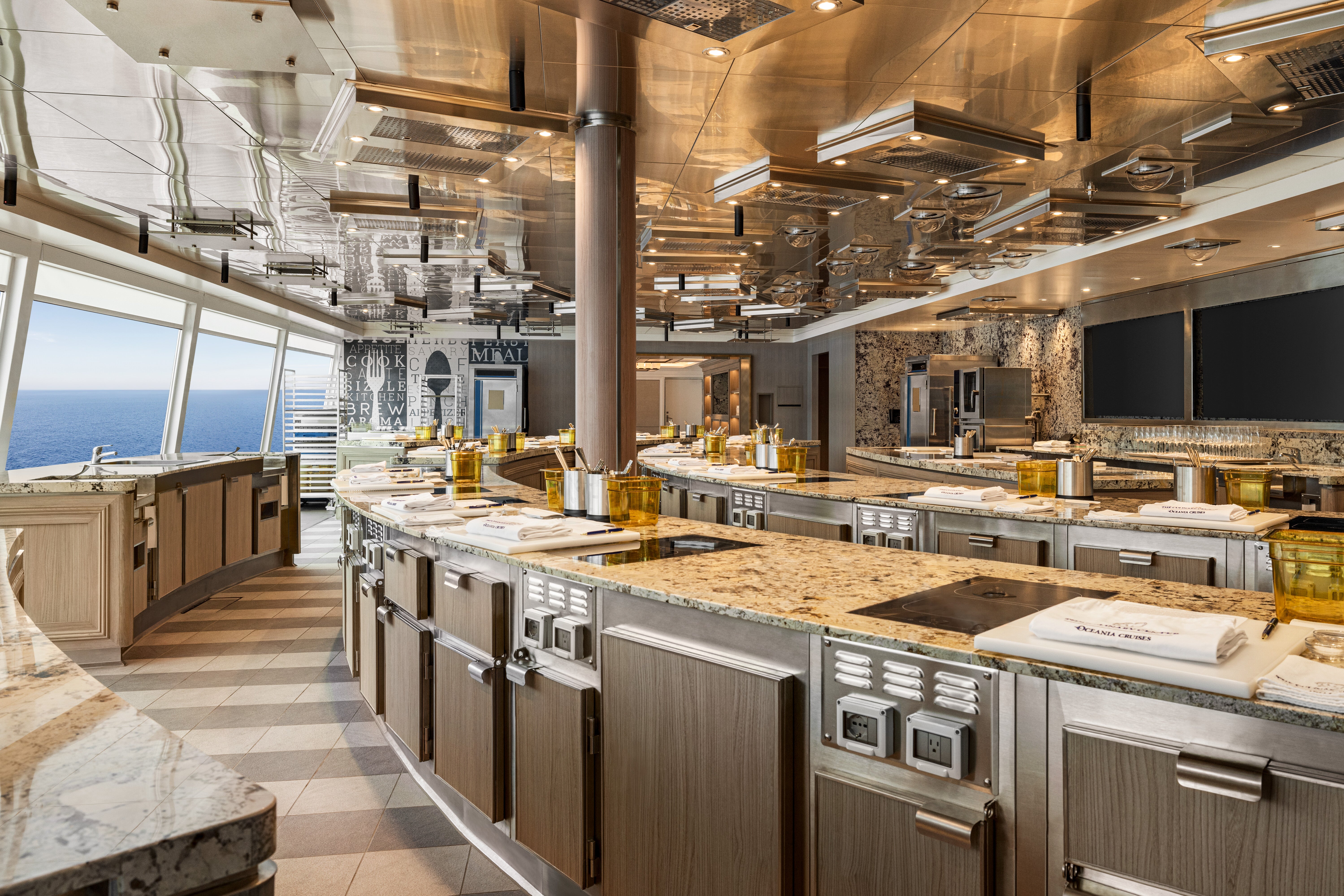 Guests can partake in cooking classes at the onboard Culinary Center