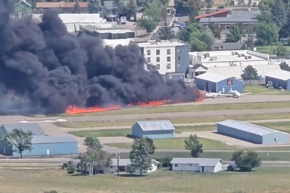 Two injured after small plane crashes near tarmac in Montana creating large fireball
