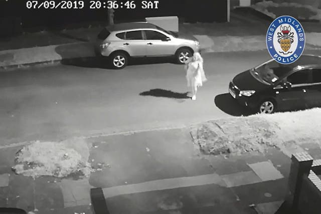 Undated handout CCTV image issued by West Midlands Police that was shown to a jury at Birmingham Crown and is said to show US citizien Aimee Betro in Birmingham (West Midlands Police/PA)