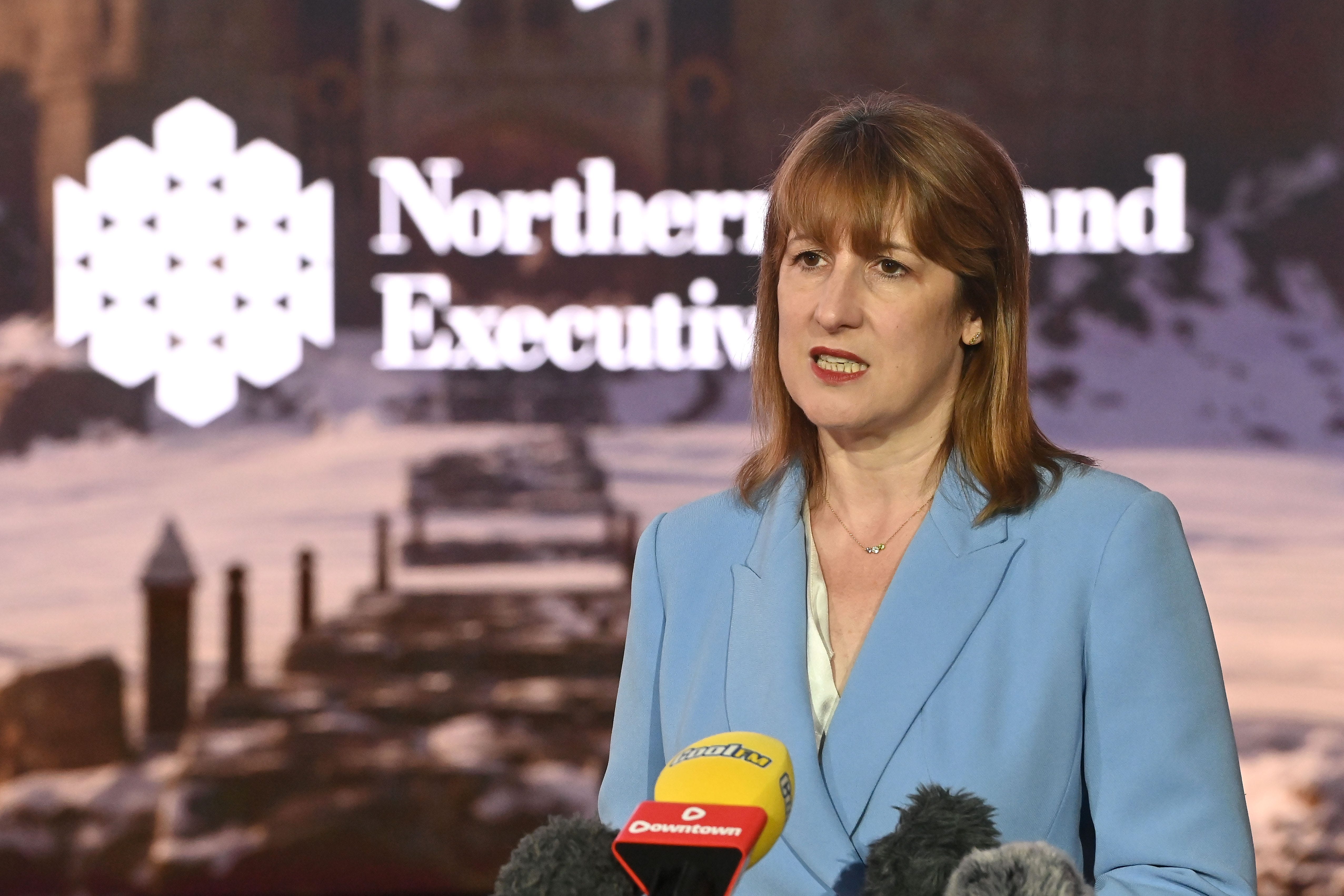 Chancellor Rachel Reeves during a visit to Studio Ulster in Belfast (Oliver McVeigh/PA)