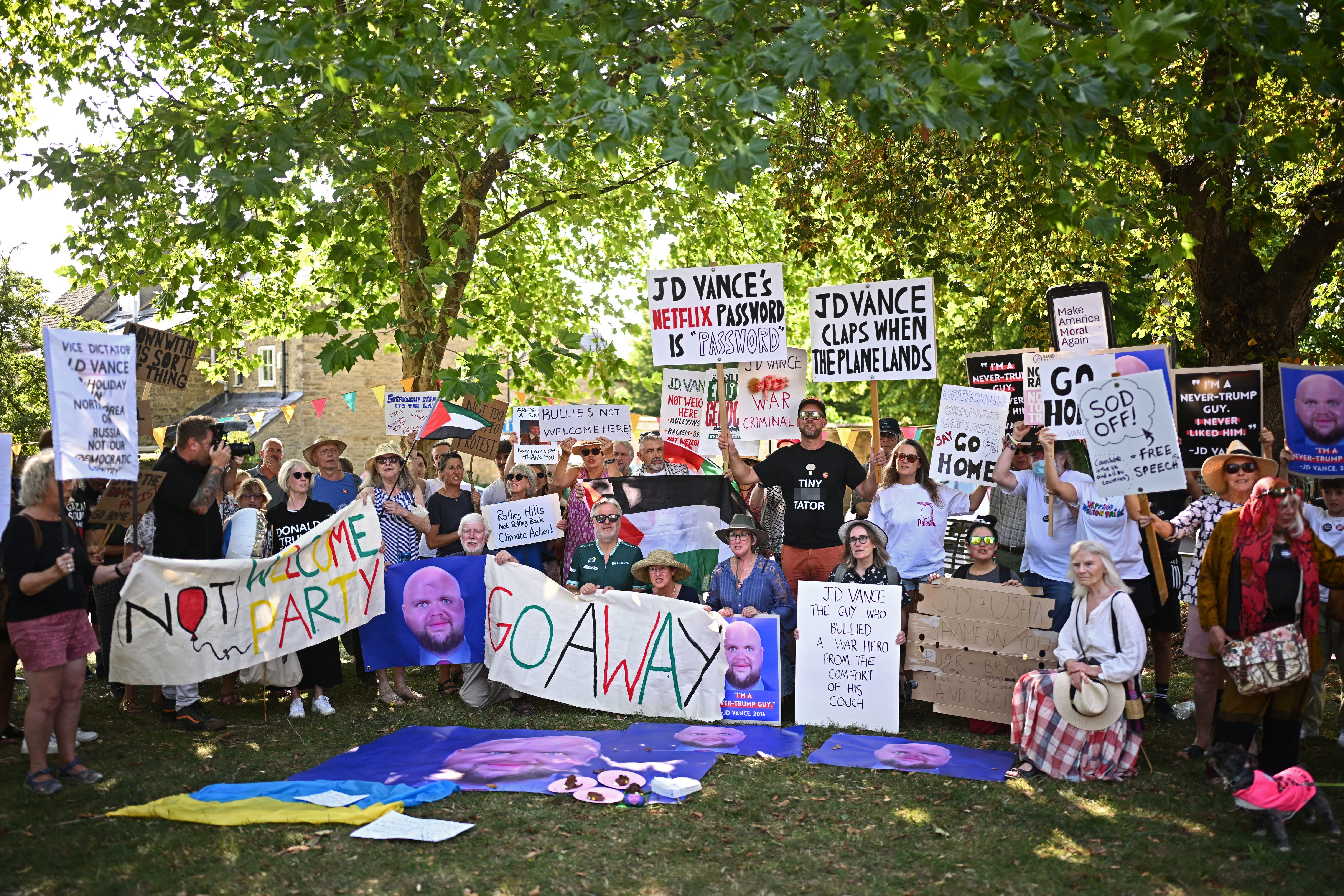 JD Vance’s summer trip to the Cotswold has also been met with protests and heckling