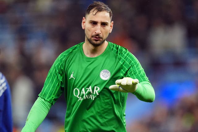 <p>Gianluigi Donnarumma was an eye-catching omission from Paris St Germain’s Super Cup squad to face Tottenham (David Davies/PA)</p>