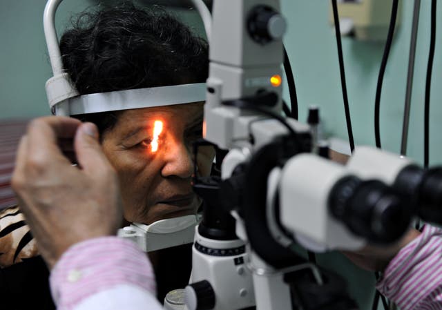 <p>File. A patient gets laser treatment for diabetic retinopathy</p>