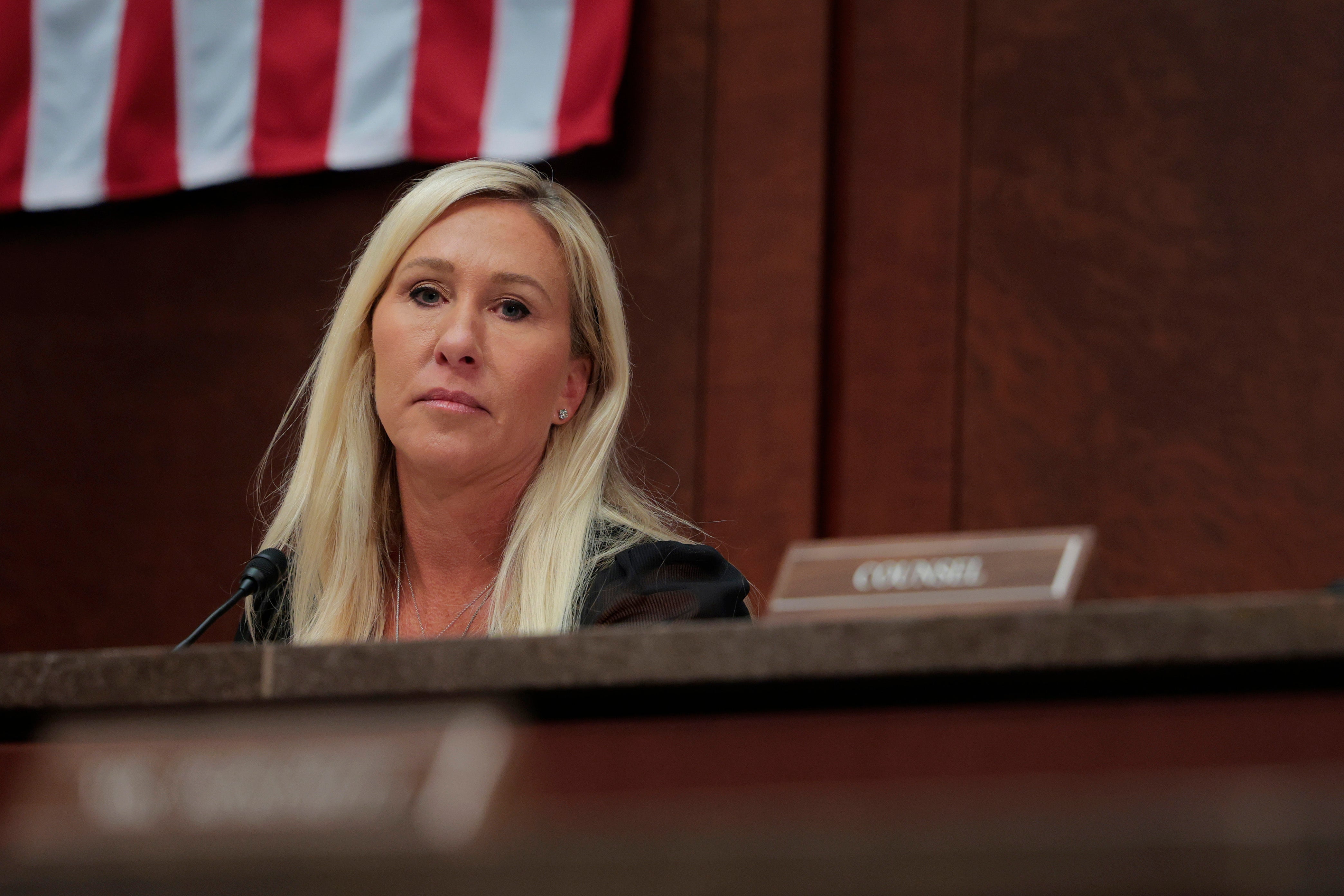 The feud between Greene, pictured, and Loomer started over disagreements about the Trump administration's continued support for Israel’s war in Gaza