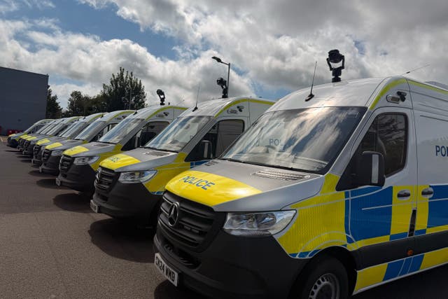 New Live Facial Recognition (LFR) vans which have been given to seven police forces across the country (Home Office/PA)