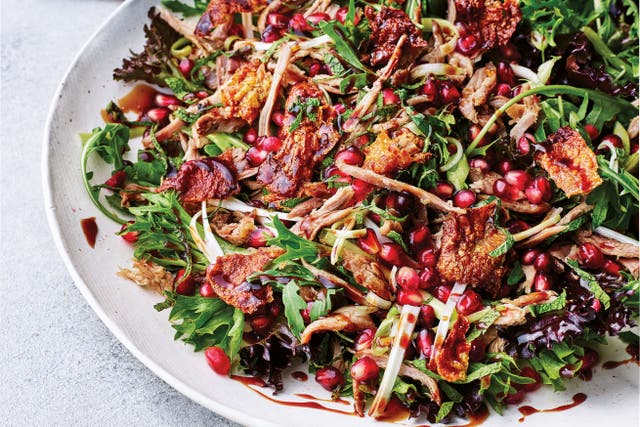 <p>A few duck legs, a glossy dressing and plenty of crunch – this salad is simple to make yet looks straight out of a restaurant kitchen</p>