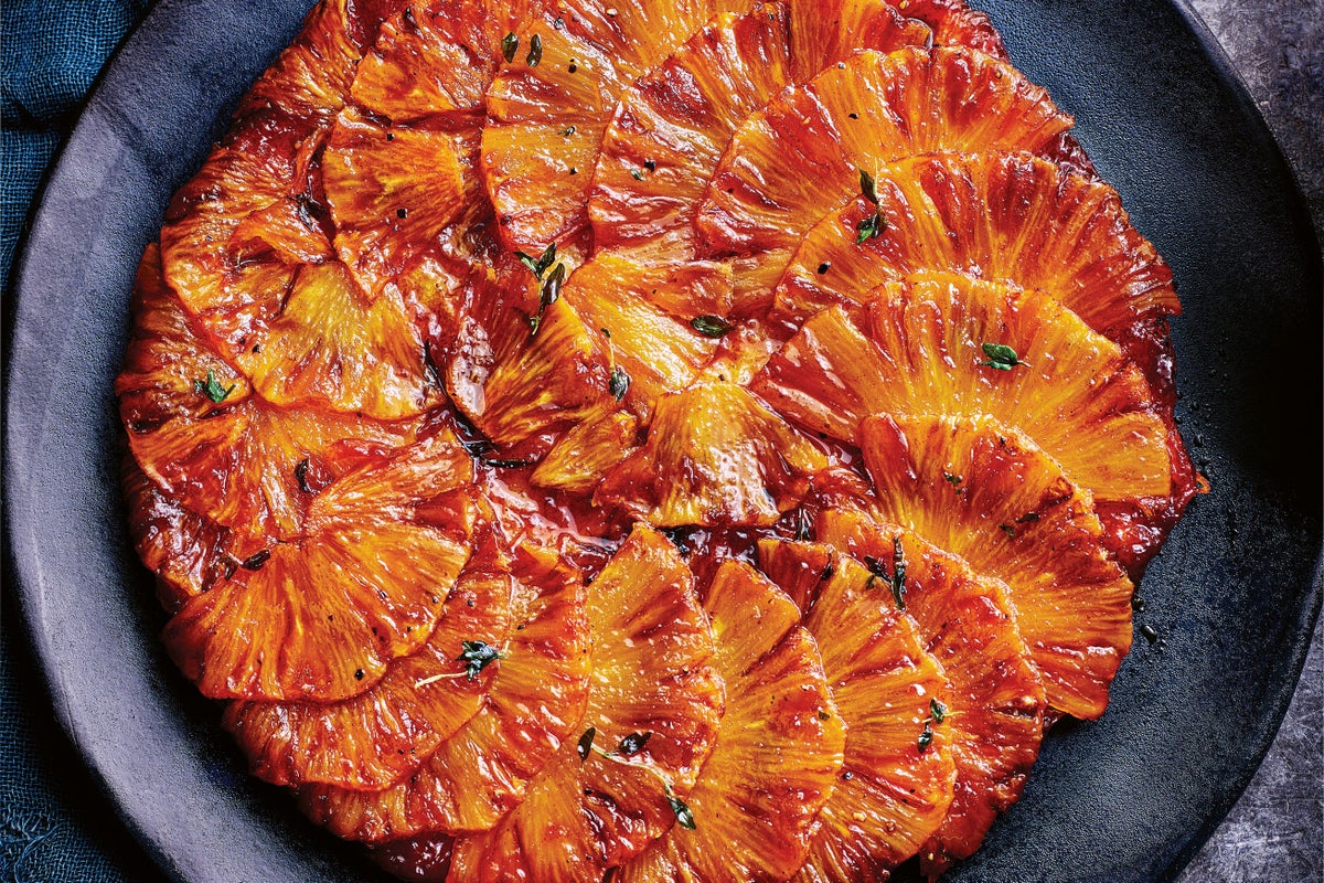 Pineapple tarte tatin with spiced caramel and thyme is the twist on a French classic you&rsquo;ll want to try