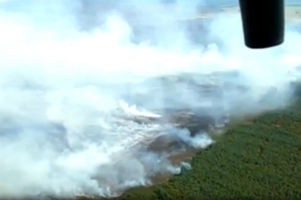 Drone footage reveals scale of devastating moorland fire near RAF base