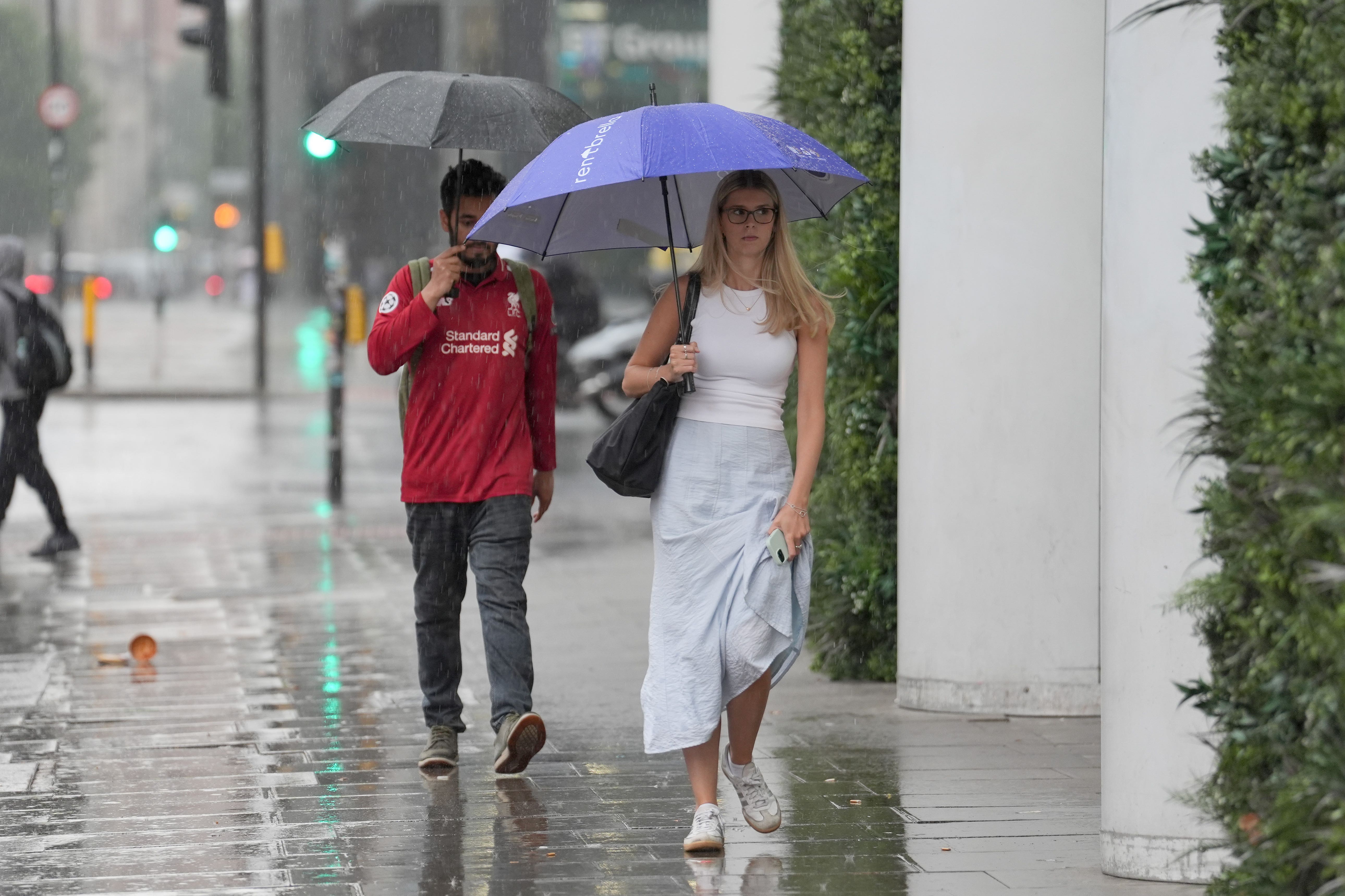 Heavy rain and thunder hit London and Kent on Wednesday afternoon (Lucy North/PA)