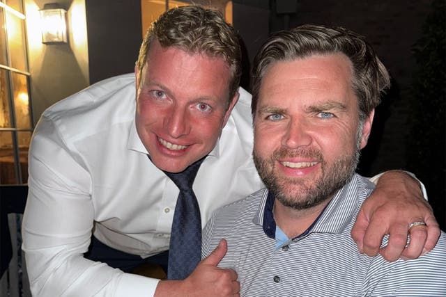 <p>Former Apprentice UK contestant Thomas Skinner and JD Vance </p>