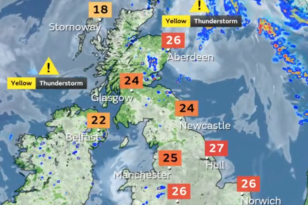 Mapped: Where thunderstorms will hit parts of the UK