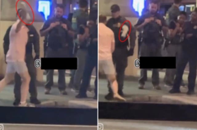 <p>A man has been arrested after he threw a sandwich at a federal officer patrolling in Washington, D.C., and called him a 'fascist,' police say </p>