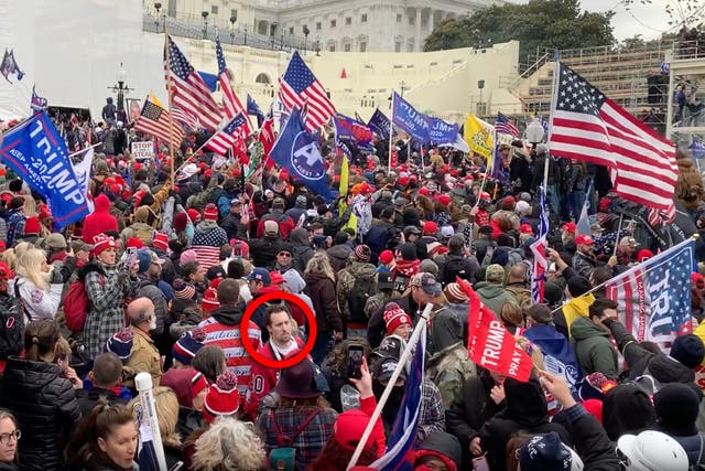 <p>E.J. Antoni was filmed as hundreds of Trump supporters descended on the Capitol building on January 6, 2021 </p>