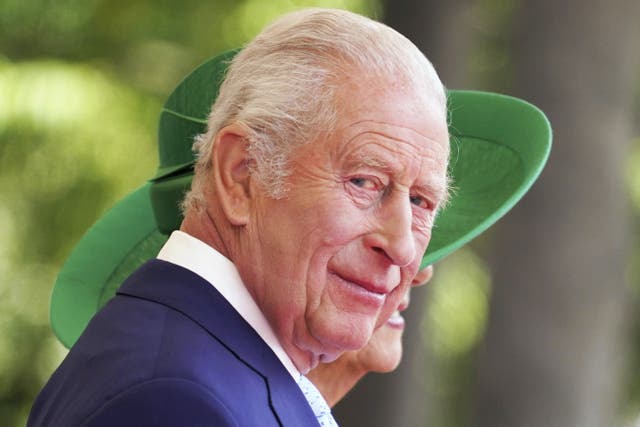 <p>The King said “the courage and camaraderie displayed in humanity’s darkest hour is a flame that shall blaze for eternity” (Alberto Pezzali/PA)</p>