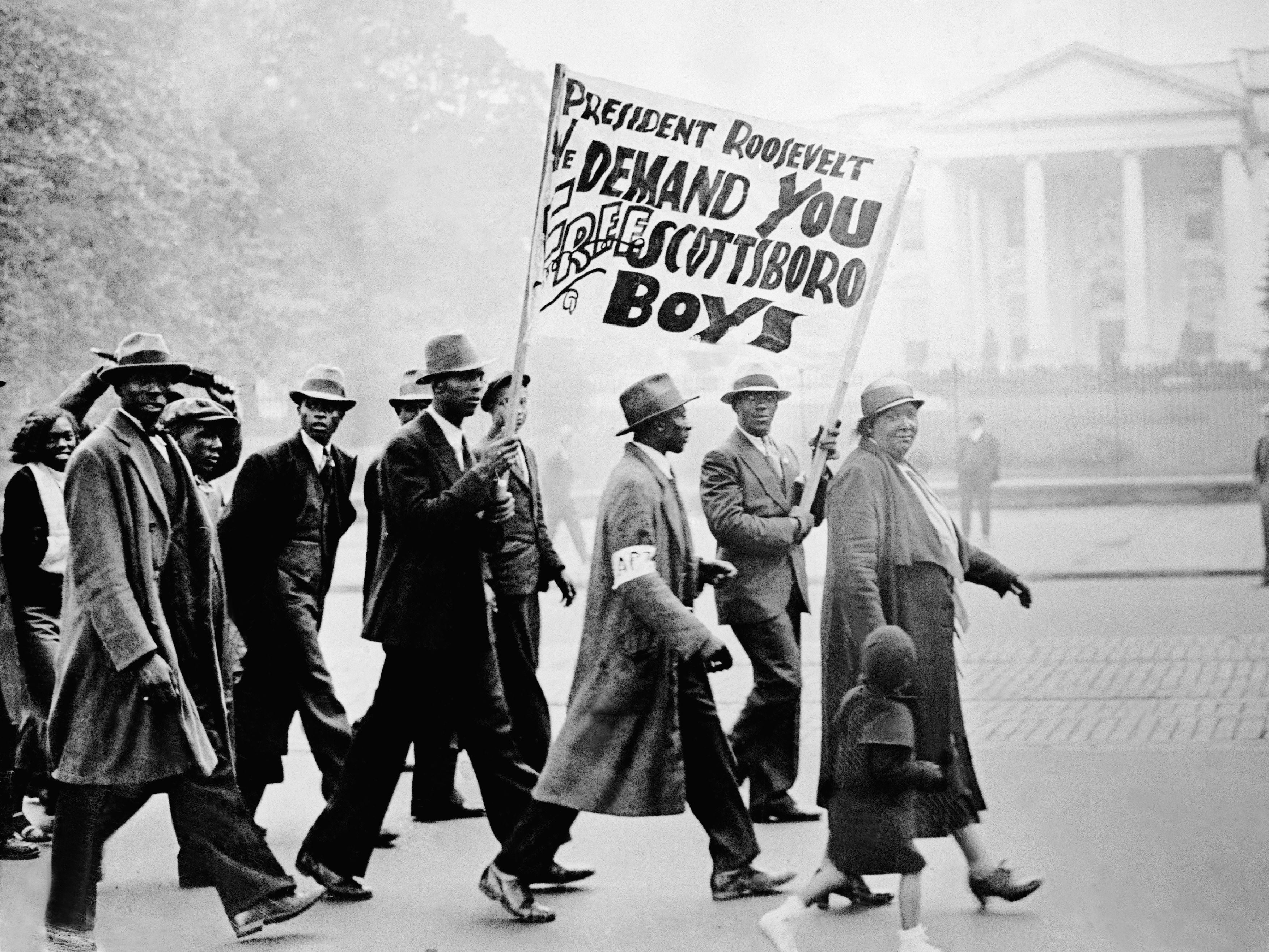 A protest against the conviction of the Scottsboro Boys in 1933