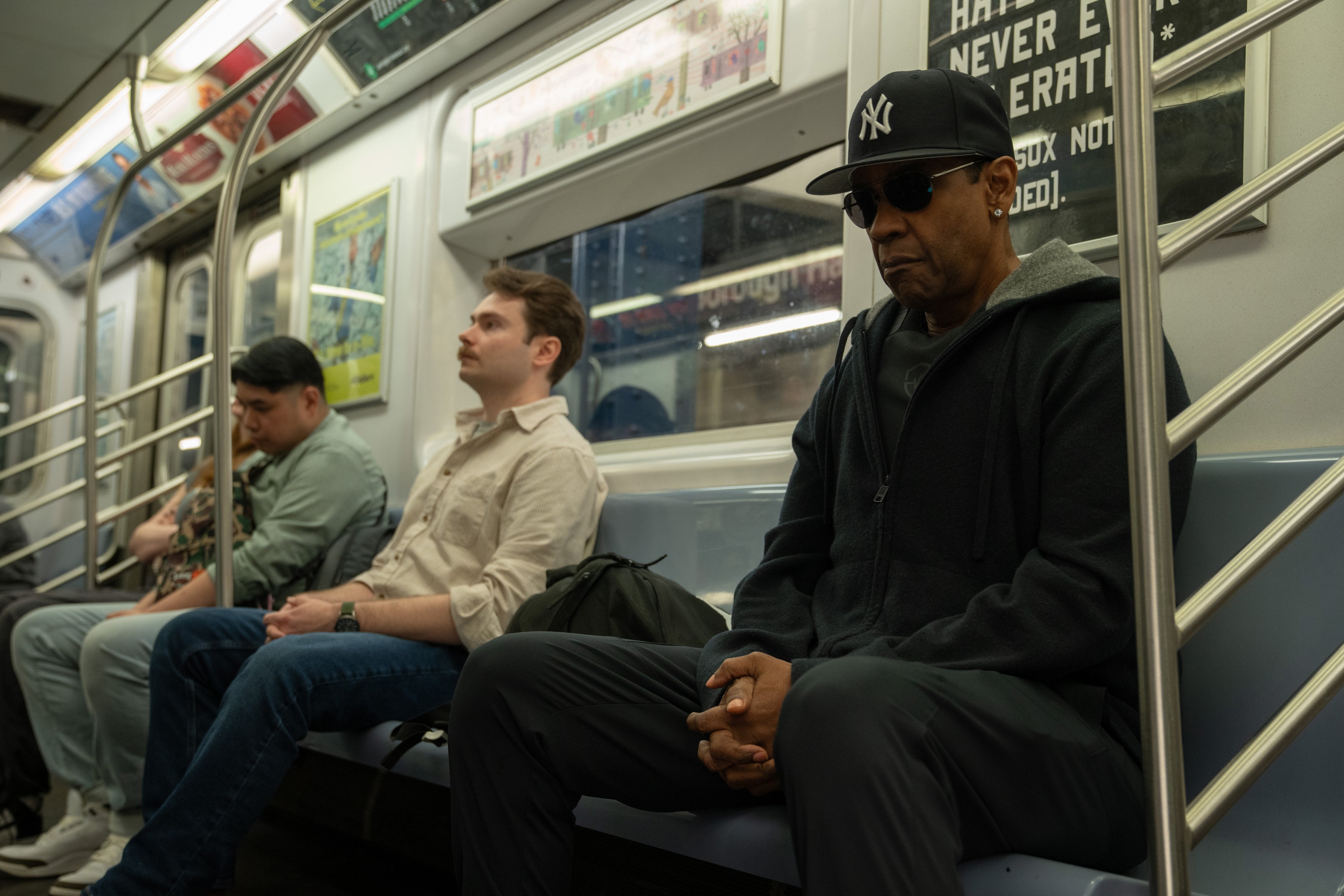 High concept: Denzel Washington (right) in 'Highest 2 Lowest'