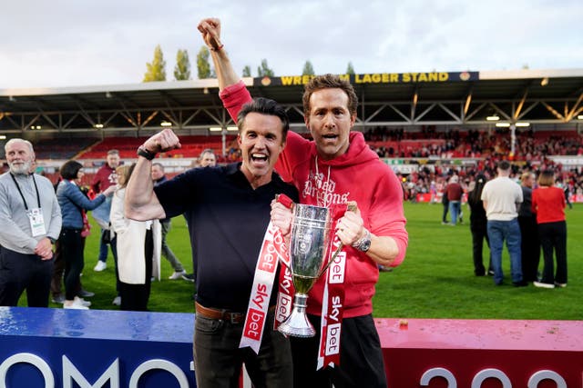 Wrexham co-owners Ryan Reynolds (right) and Rob McElhenney have been praised for their backing (Martin Rickett/PA)