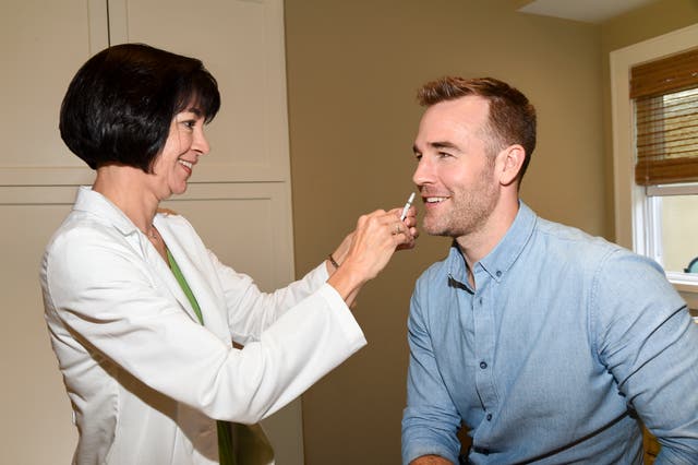 <p>‘Dawson’s Creek’ actor James Van Der Beek gets vaccinated with FluMist. The nasal spray is now available for Americans in 34 states to order online and take at home</p>