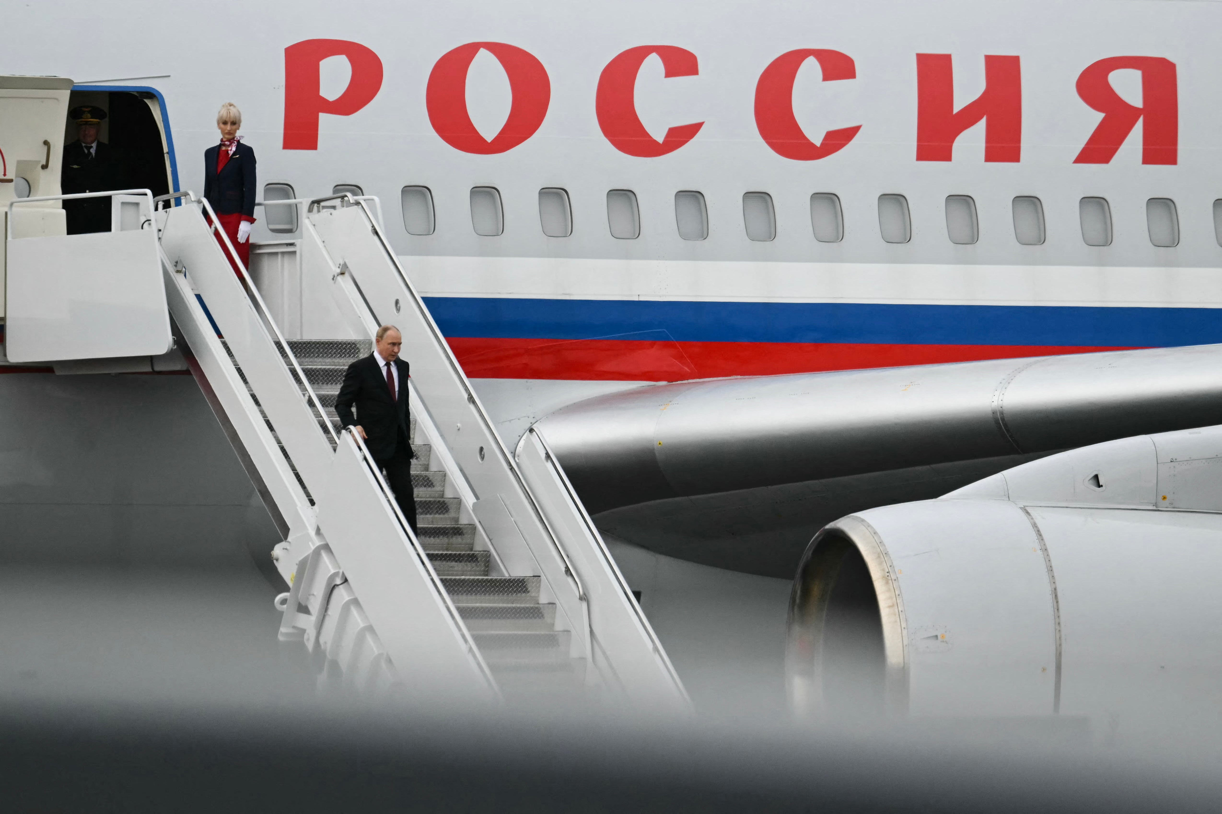 Russian President Vladimir Putin arrives at Joint Base Elmendorf-Richardson