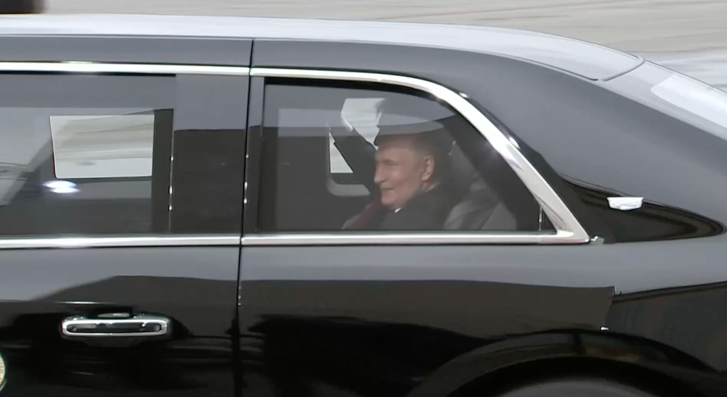The pair departed for talks in Mr Trump’s presidential car, nicknamed The Beast