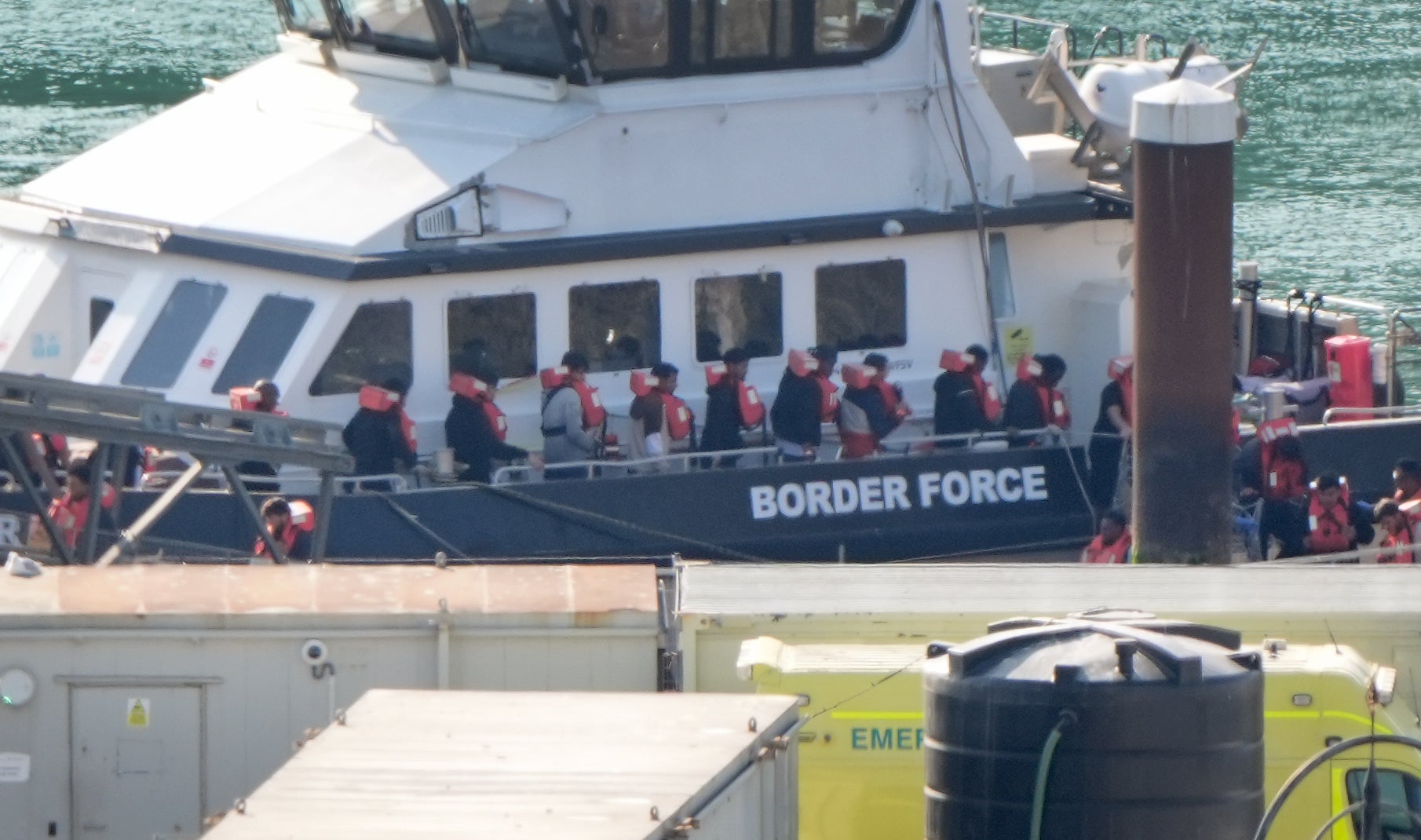 A group of people thought to be migrants arriving in Dover