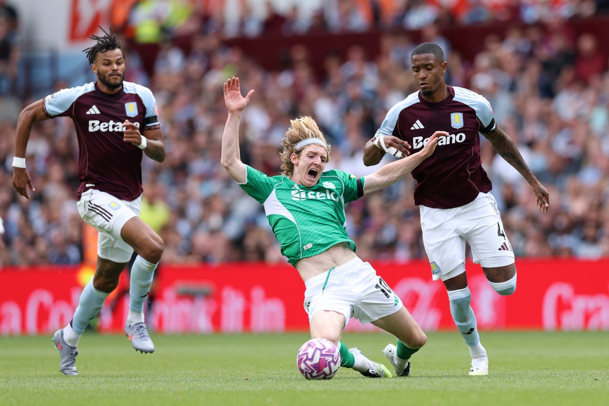 Aston Villa vs Newcastle live: Hosts cling on for a point after Ezri Konsa sent off in Premier League clash