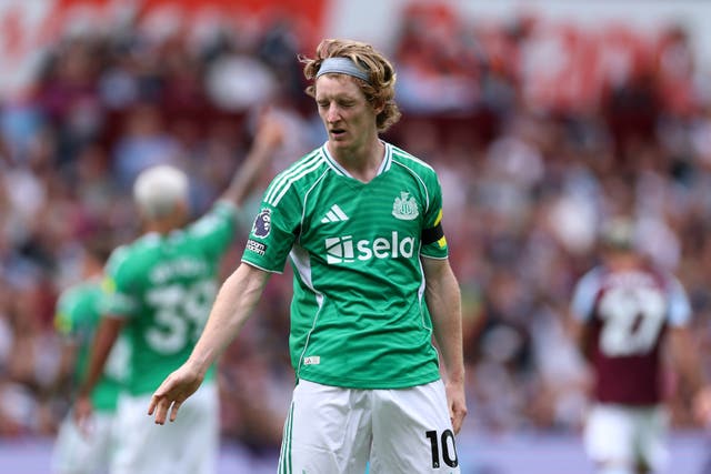 <p>Anthony Gordon played through the middle up front but couldn’t find the net against Villa</p>