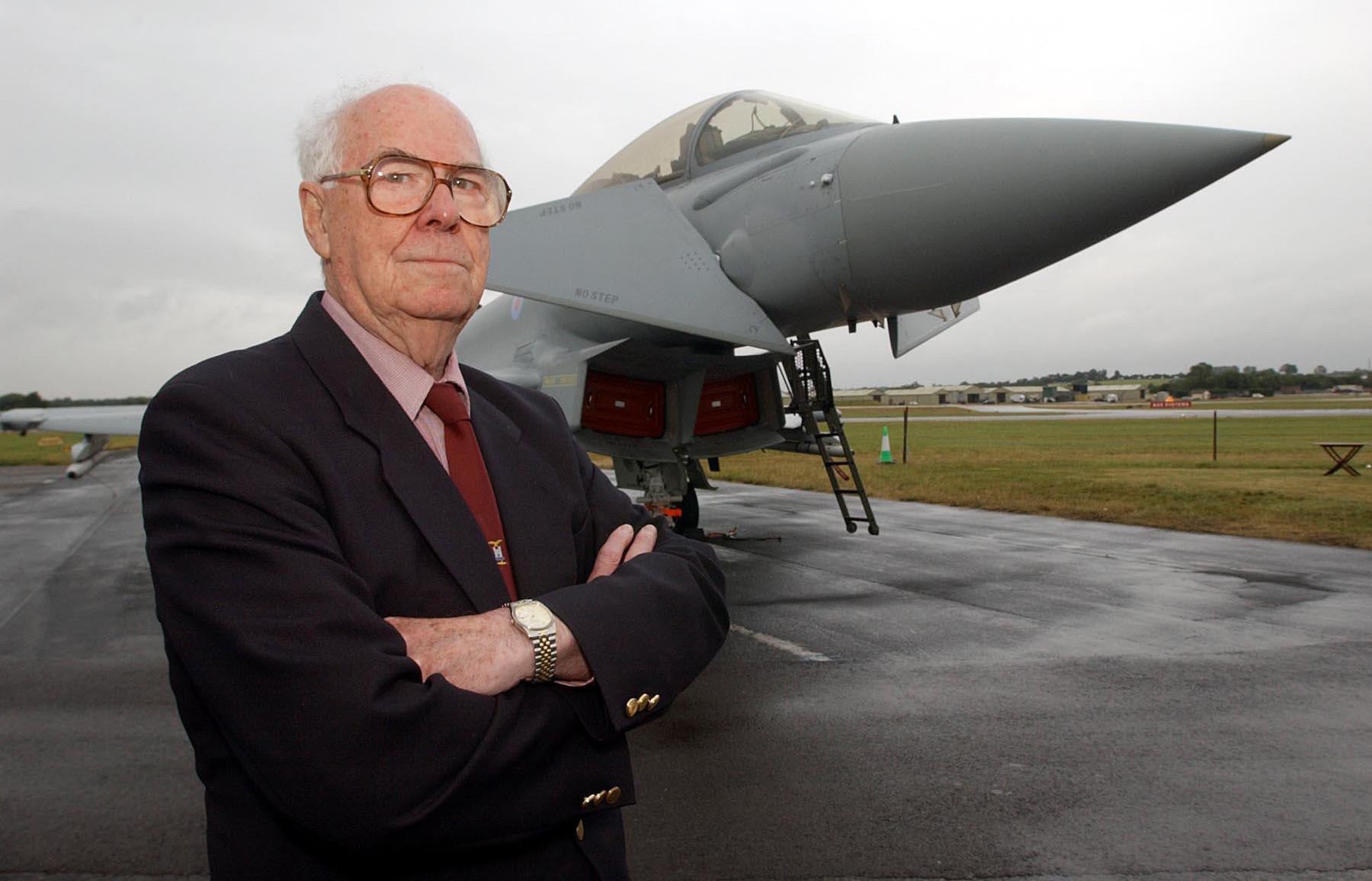 John Cruickshank beside a Eurofighter at RAF Fairford’s International Air Tattoo (David Jones/PA)