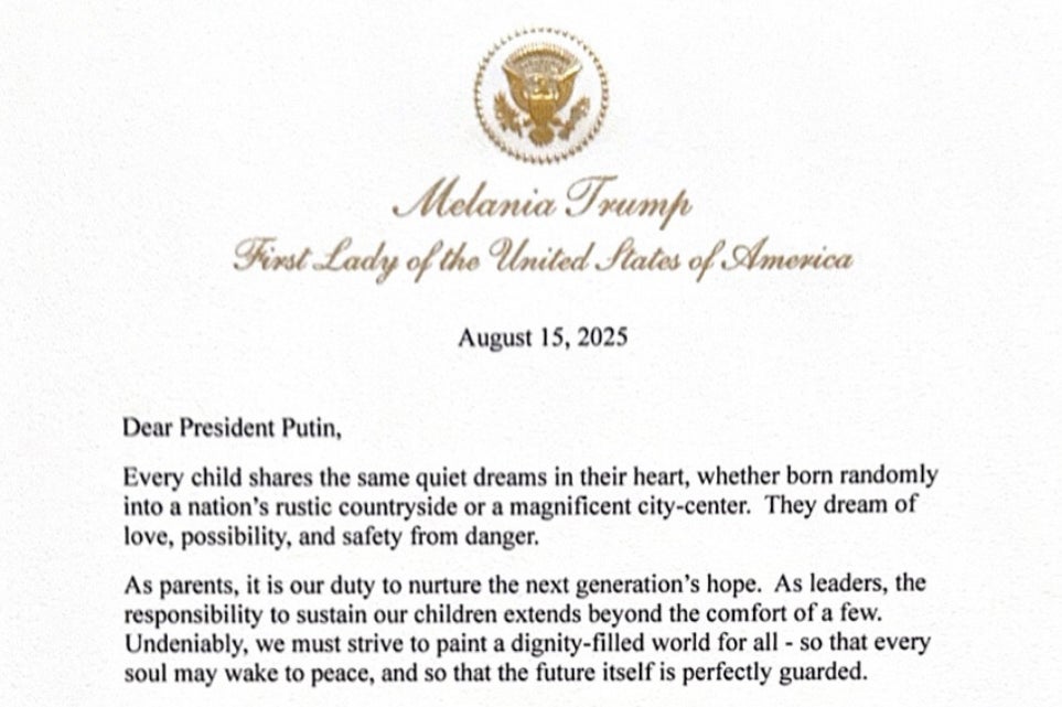 President Trump reportedly hand-delivered First Lady’s letter to Vladimir Putin during Alaska summit